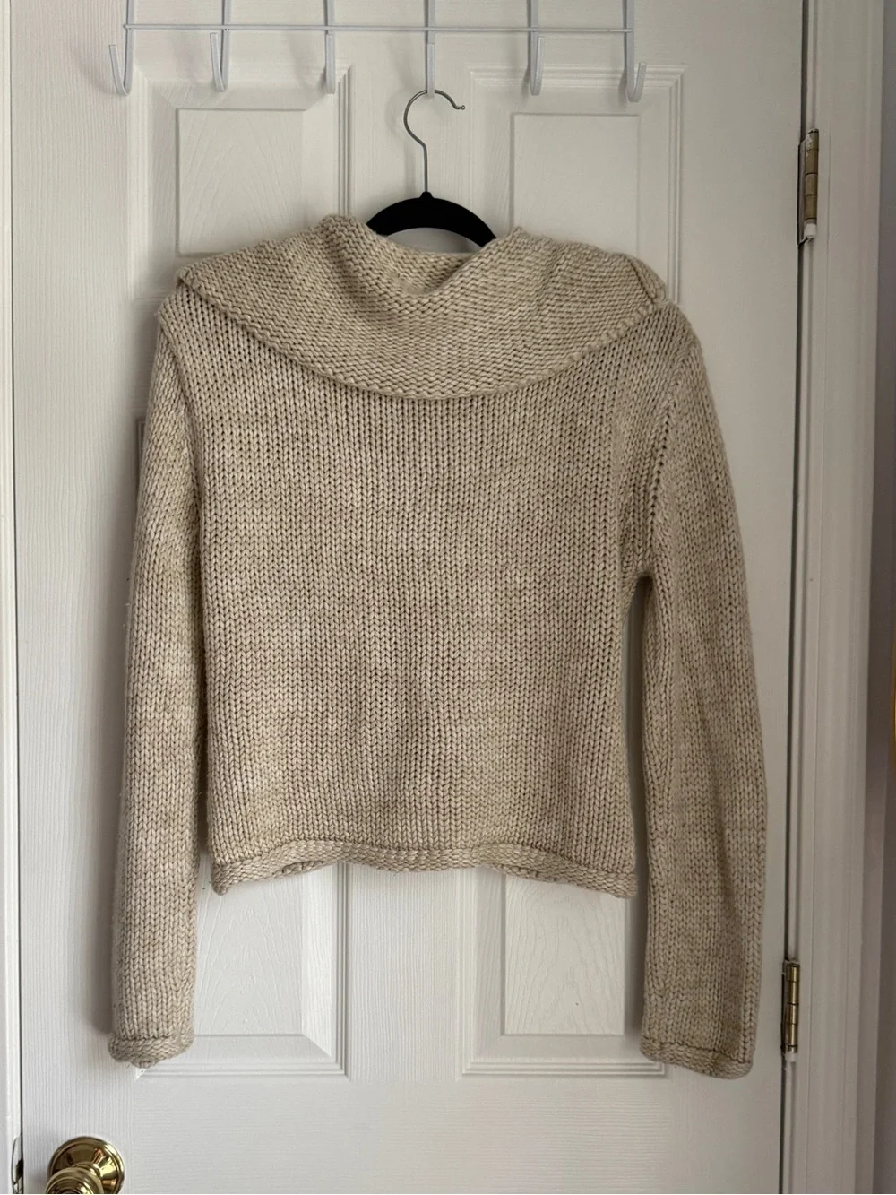 Michael Kors Cream Chunky Knit Cardigan Streetwear Layering Sweater Size L